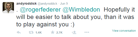 Wimbledon 2015 Tweet Roddick
