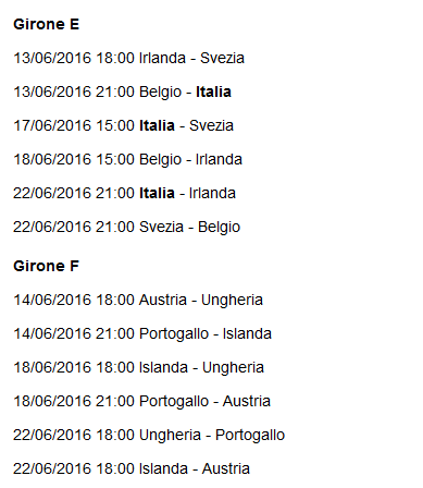 europei 2016 calendario 3