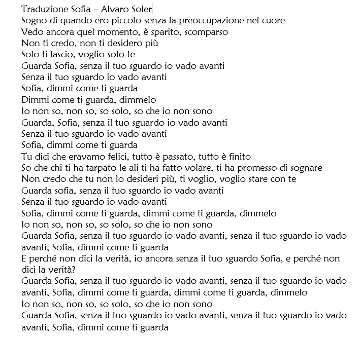 Берг папа текст. Тексты песен Софии Берг. Текст песни Sofia. Sofia Alvaro Soler текст.